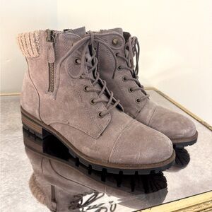 Gray Lace-Up Ankle Boots